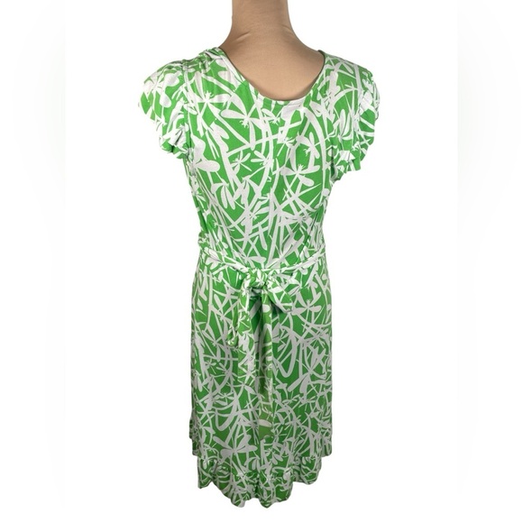 Lilly Pulitzer Women's Adriel Flutter Sleeve Wrap Dress Green Bean Light My Fire - Picture 4 of 8